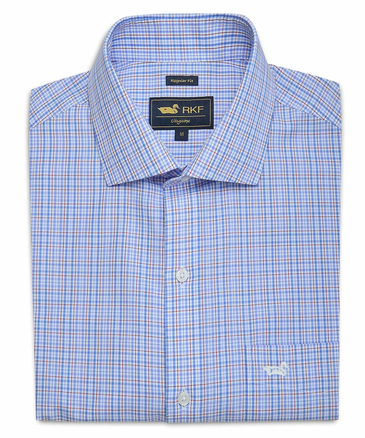 Camisa Algodón Hombre Wf Pc Azul Cuadrillé Rockford