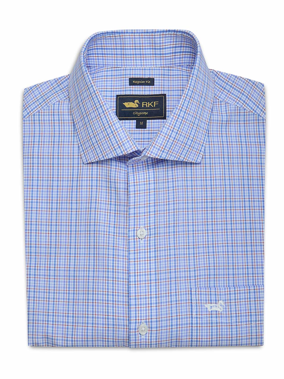 Camisa Algodón Hombre Wf Pc Azul Cuadrillé Rockford