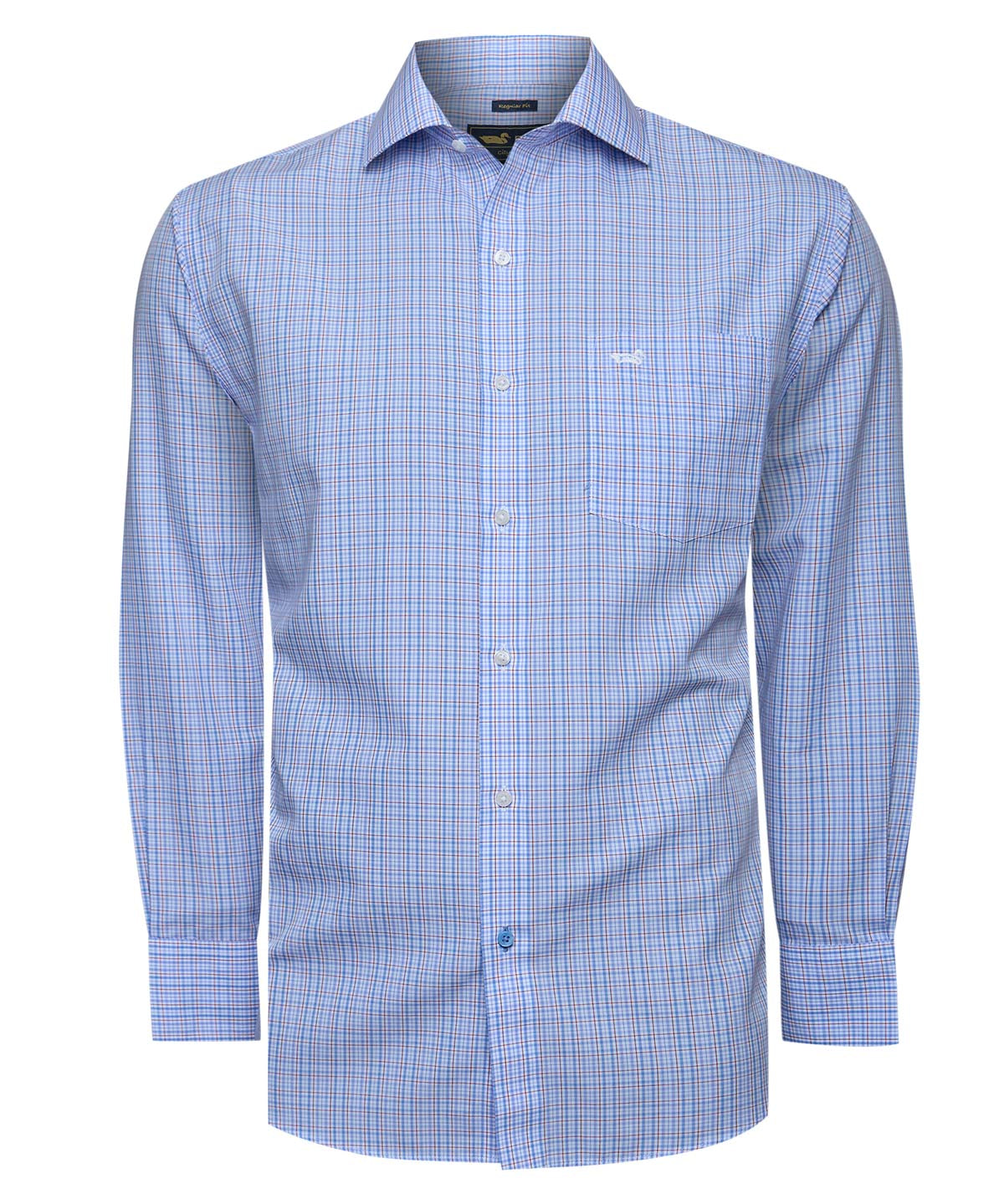 Camisa Algodón Hombre Wf Pc Azul Cuadrillé Rockford