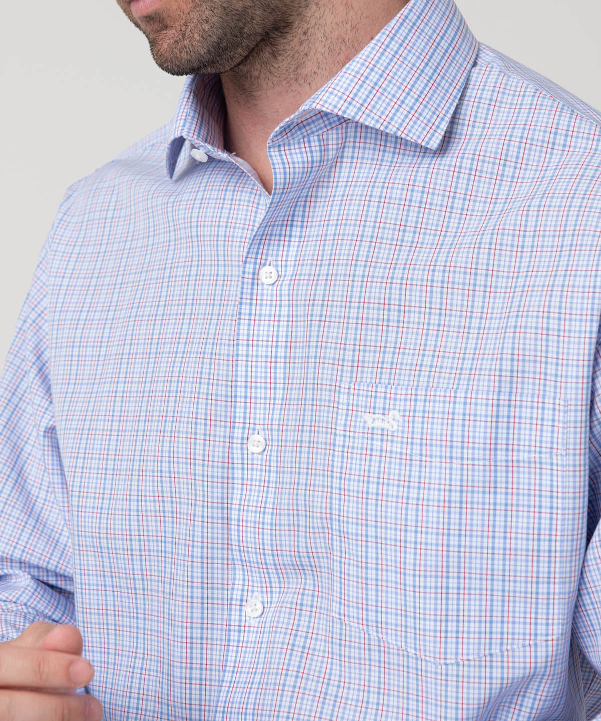 Camisa Algodón Hombre Wf Pc Azul Cuadrillé Rockford