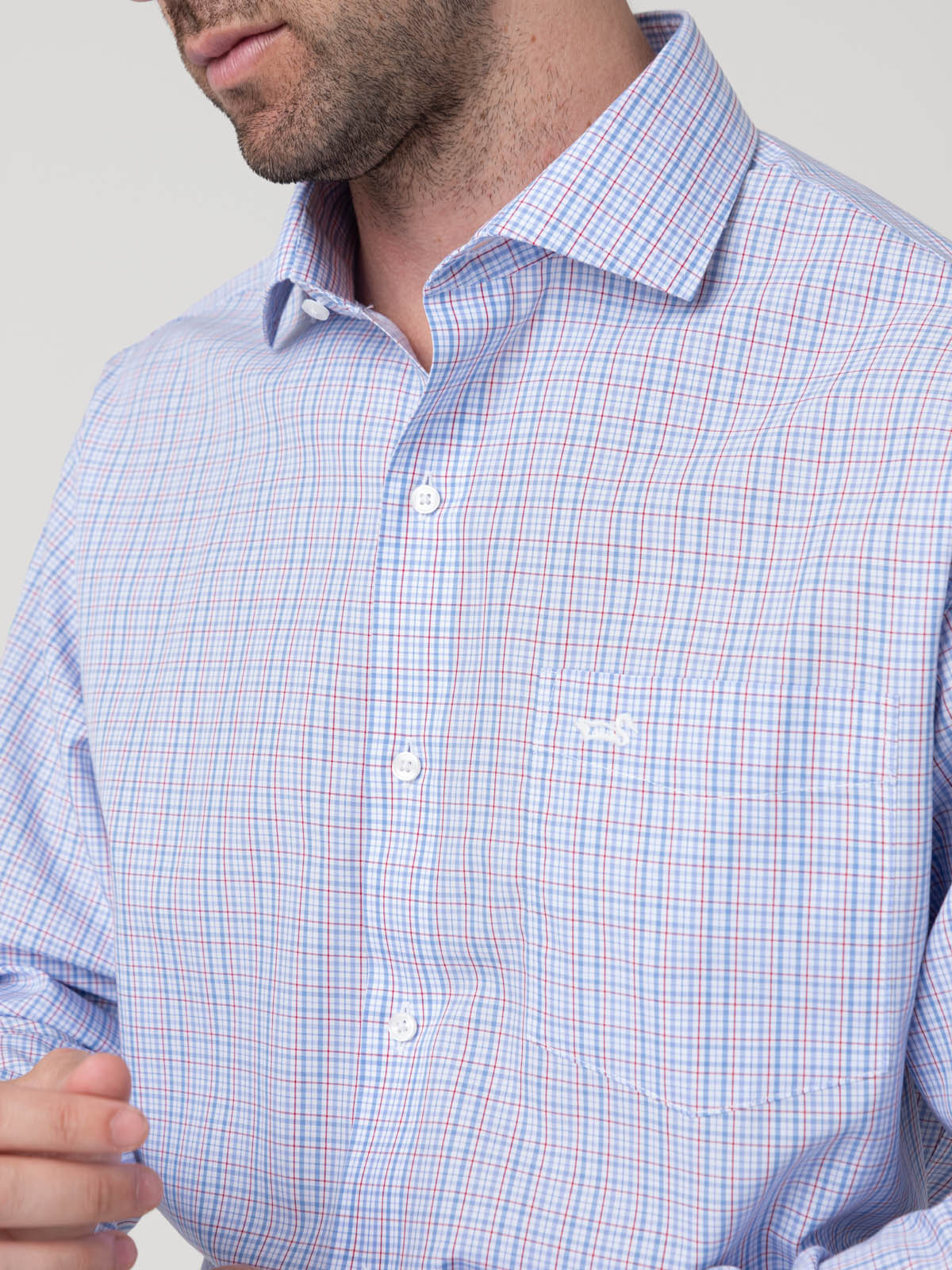 Camisa Algodón Hombre Wf Pc Azul Cuadrillé Rockford