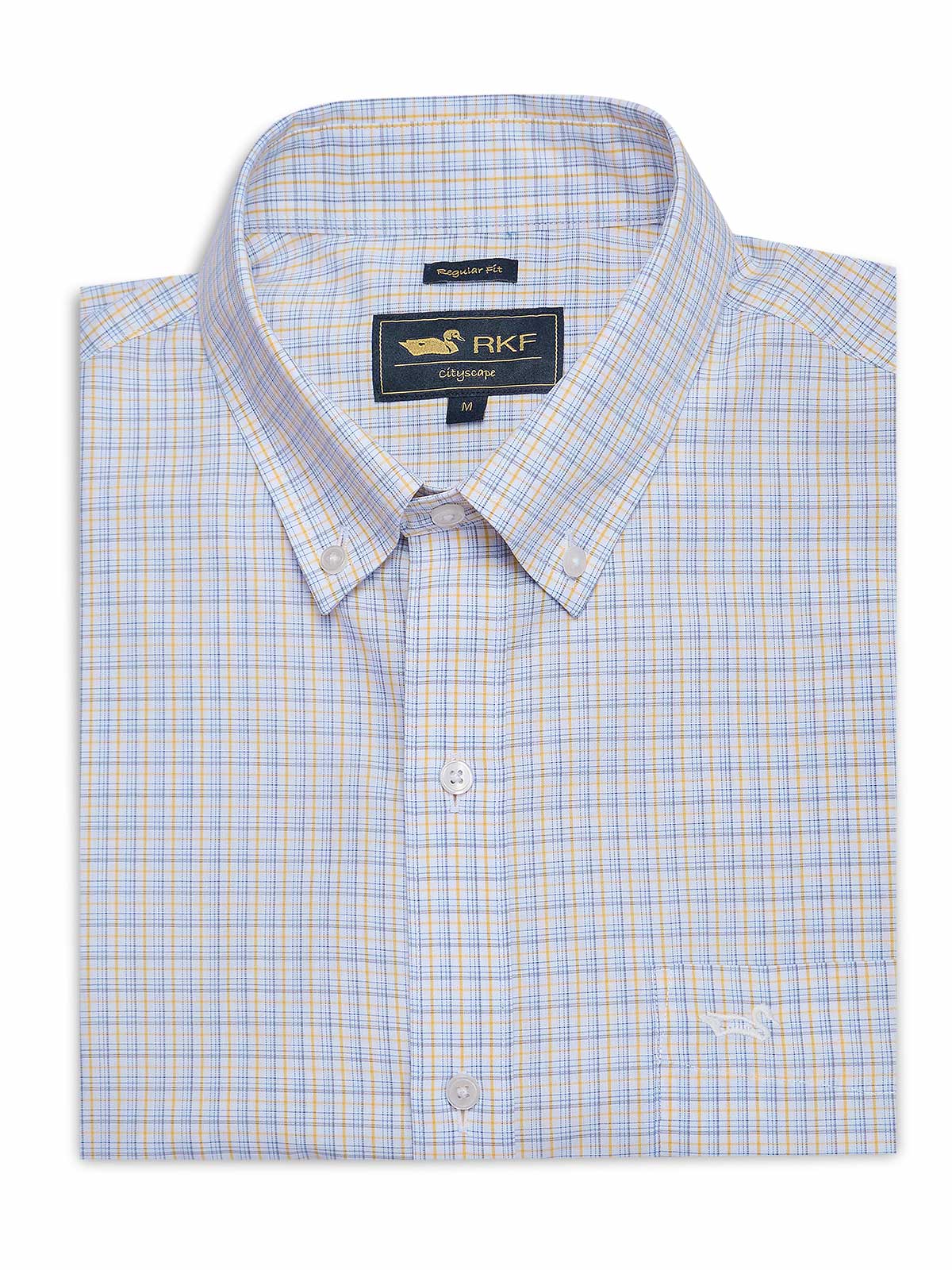 Camisa Algodón Hombre Wf Pb Blanco Cuadrillé Rockford