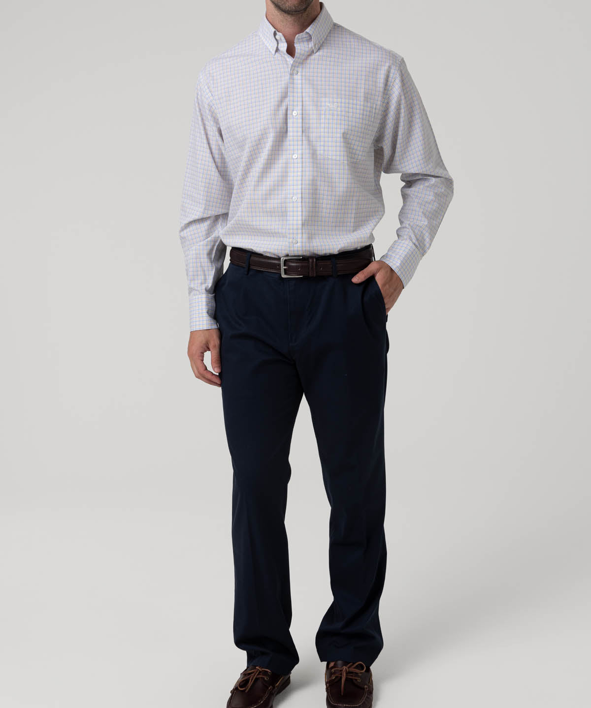 Camisa Algodón Hombre Wf Pb Blanco Cuadrillé Rockford