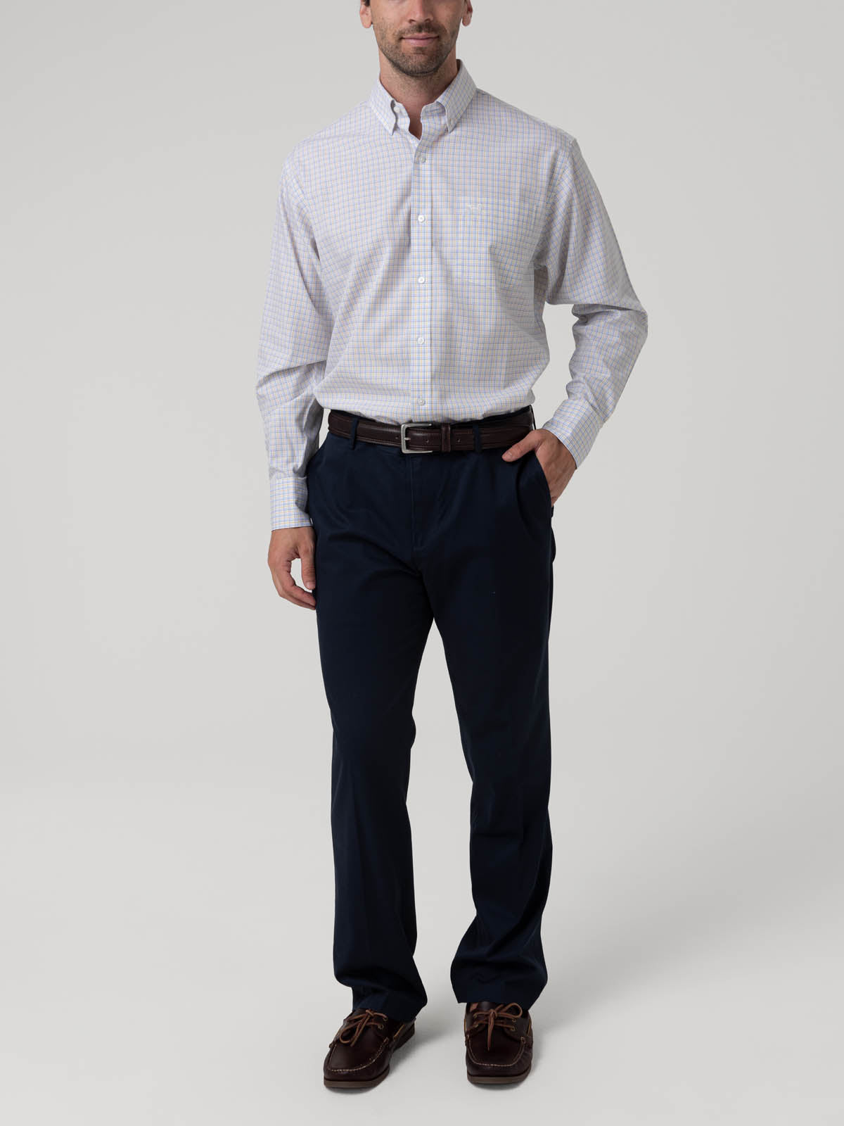 Camisa Algodón Hombre Wf Pb Blanco Cuadrillé Rockford