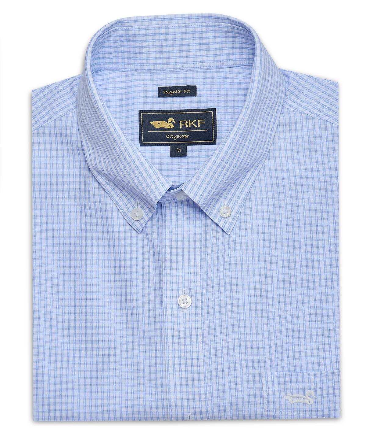 Camisa Algodón Hombre Wf Pb Celeste Cuadrillé Rockford