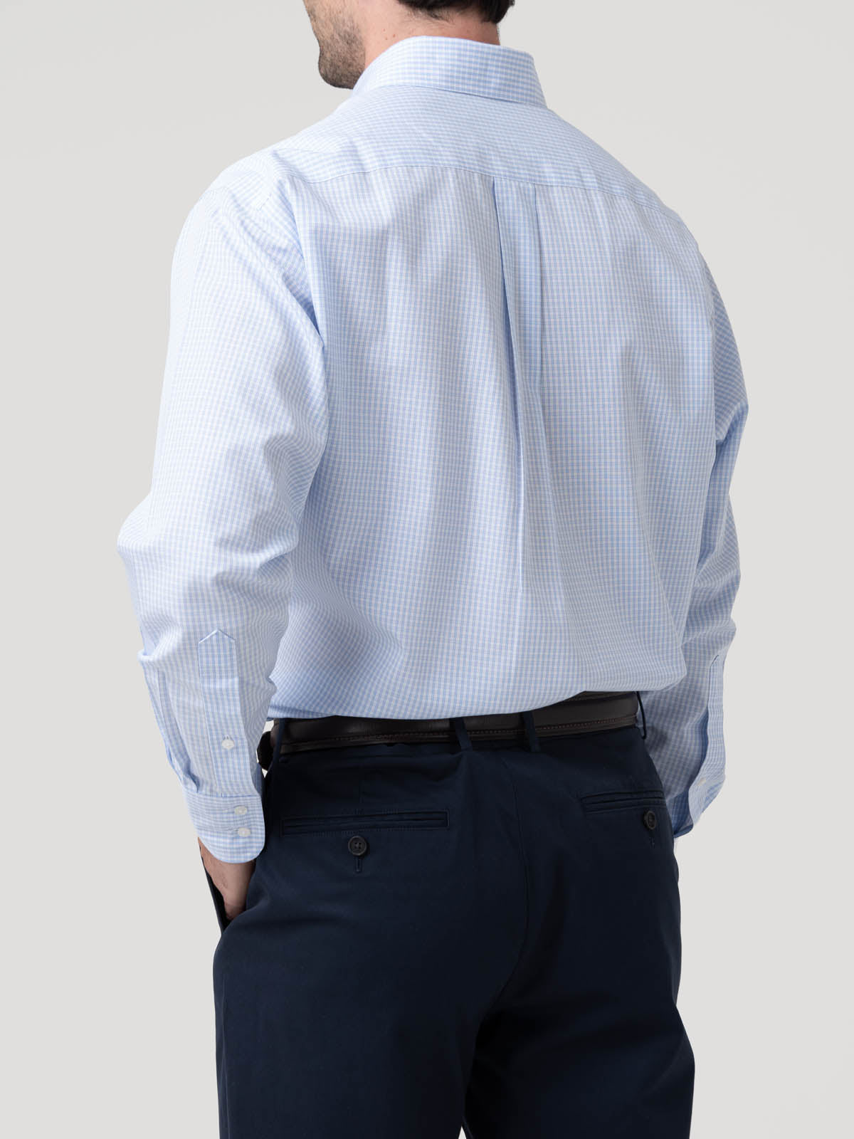 Camisa Algodón Hombre Wf Pb Celeste Cuadrillé Rockford