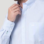 Camisa Algodón Hombre Wf Pb Celeste Cuadrillé Rockford