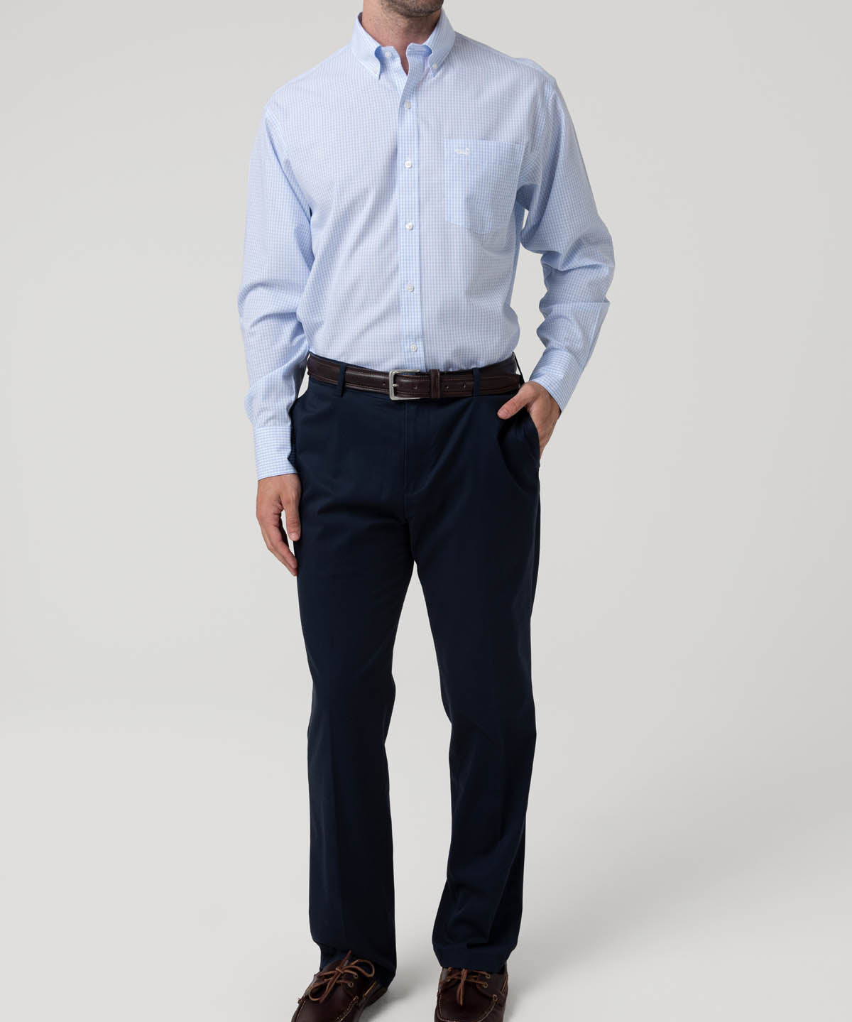 Camisa Algodón Hombre Wf Pb Celeste Cuadrillé Rockford