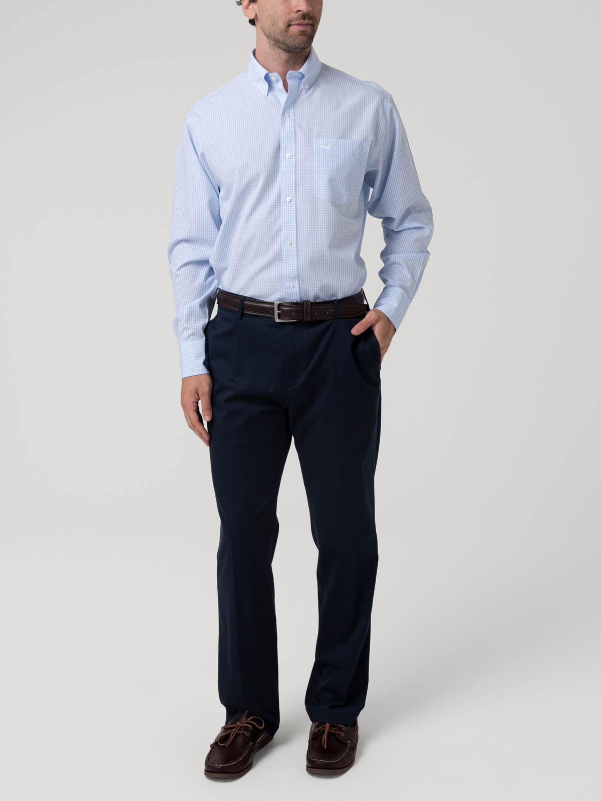 Camisa Algodón Hombre Wf Pb Celeste Cuadrillé Rockford