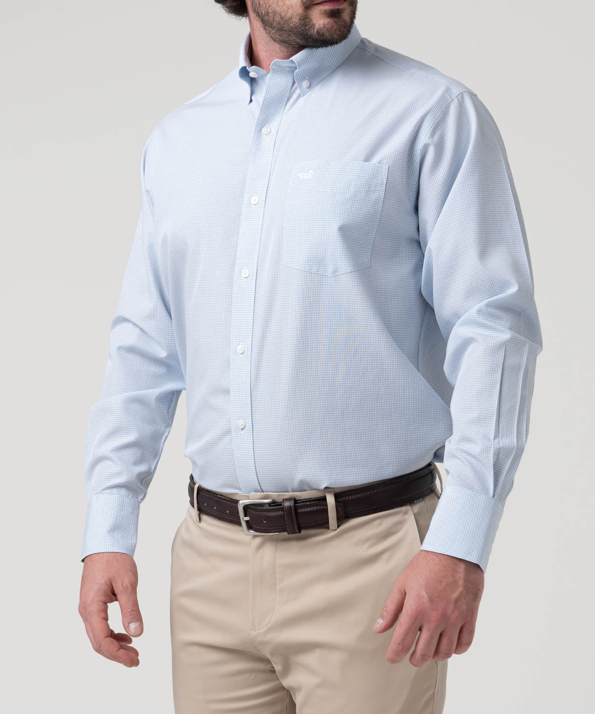 Camisa Algodón Hombre Wf Pb Azul Cuadrillé Rockford