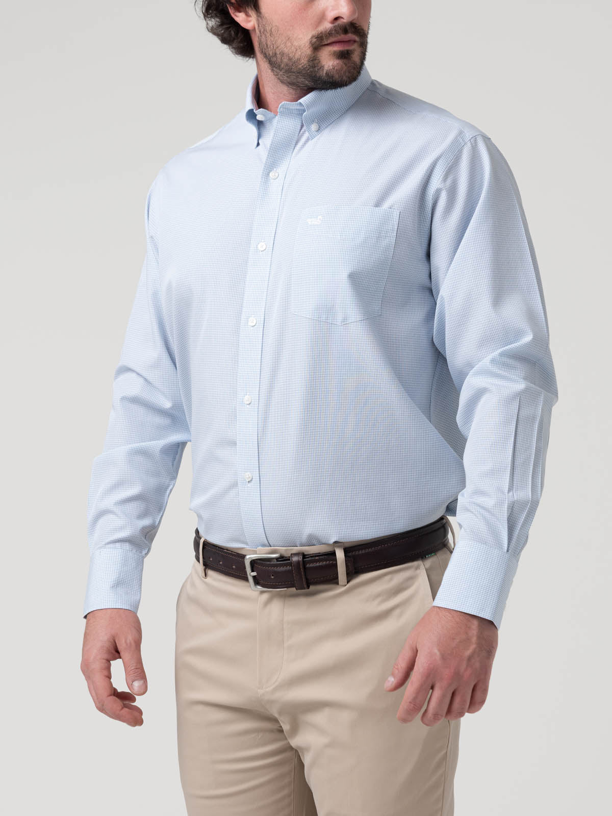 Camisa Algodón Hombre Wf Pb Azul Cuadrillé Rockford