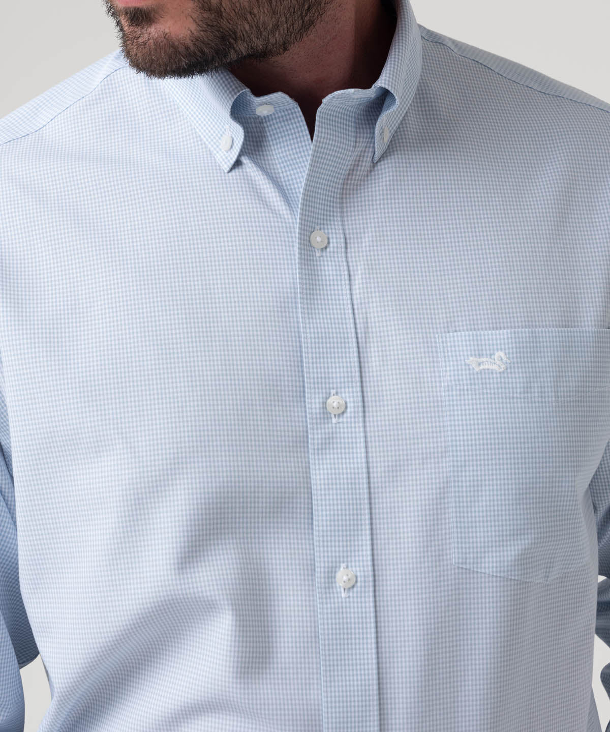 Camisa Algodón Hombre Wf Pb Azul Cuadrillé Rockford