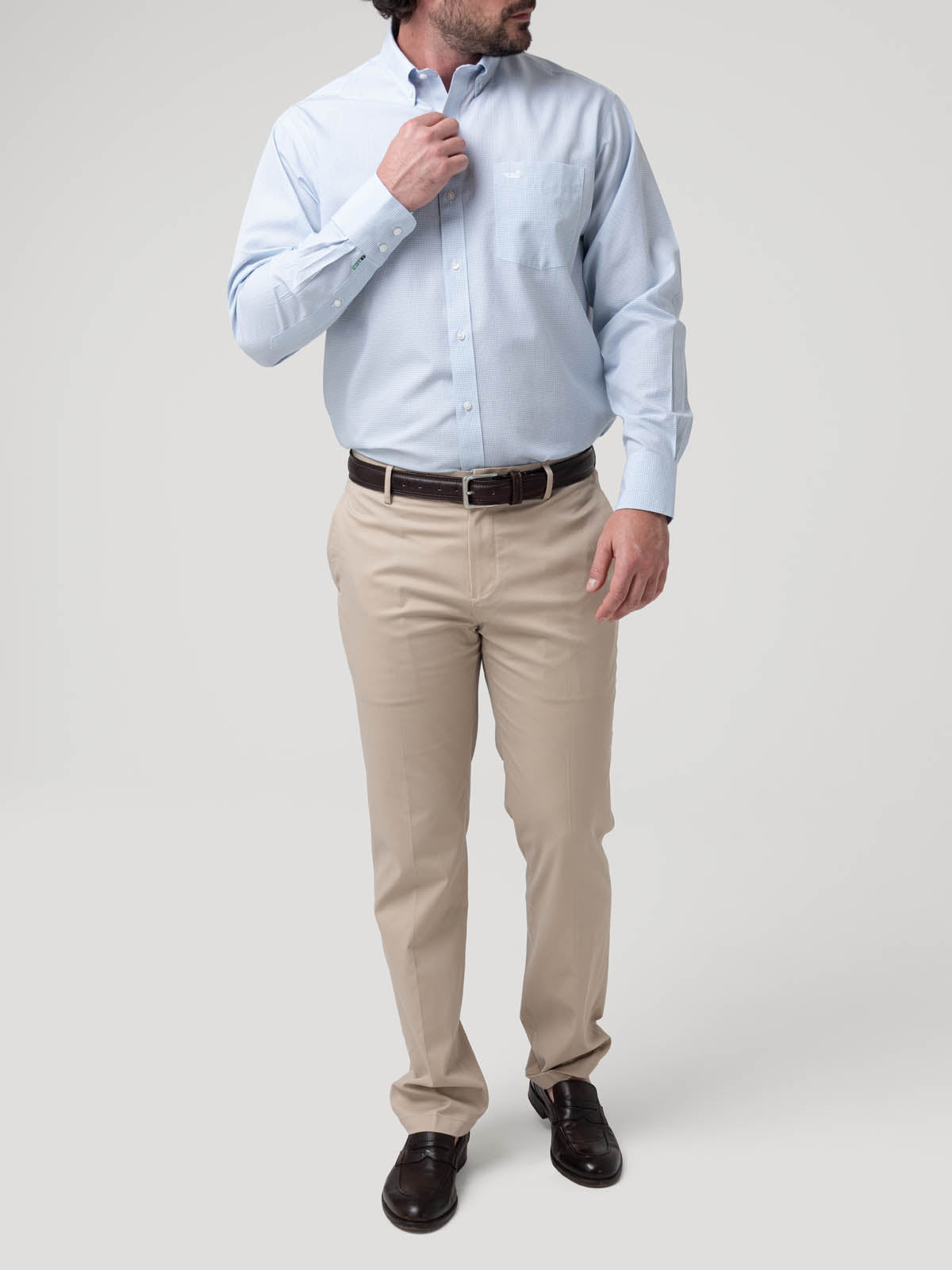 Camisa Algodón Hombre Wf Pb Azul Cuadrillé Rockford