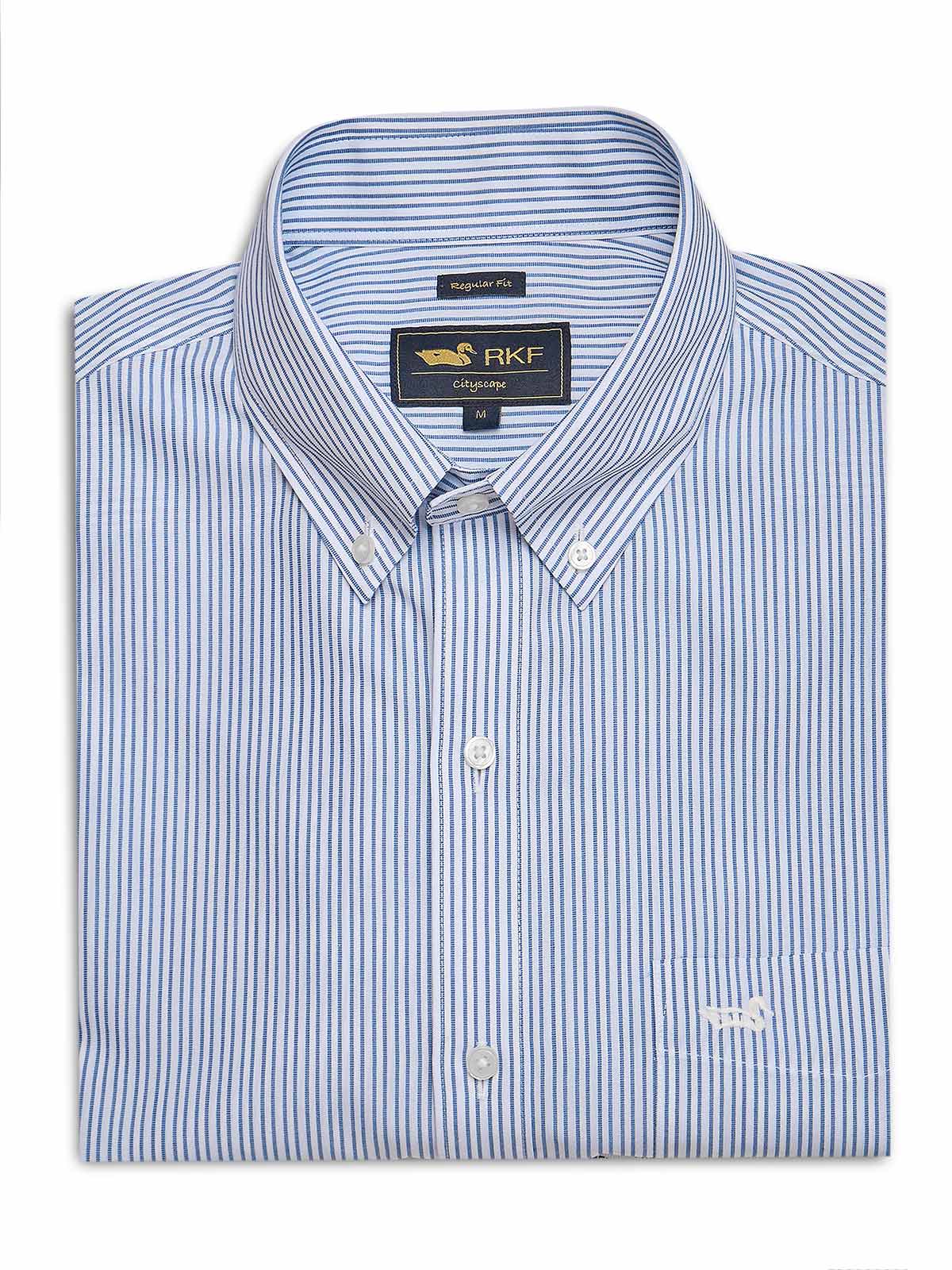 Camisa Algodón Hombre Wf Pb Azul Rayas Rockford