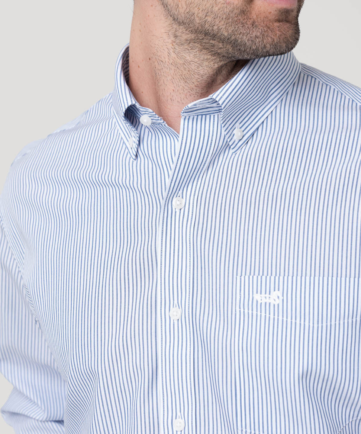 Camisa Algodón Hombre Wf Pb Azul Rayas Rockford