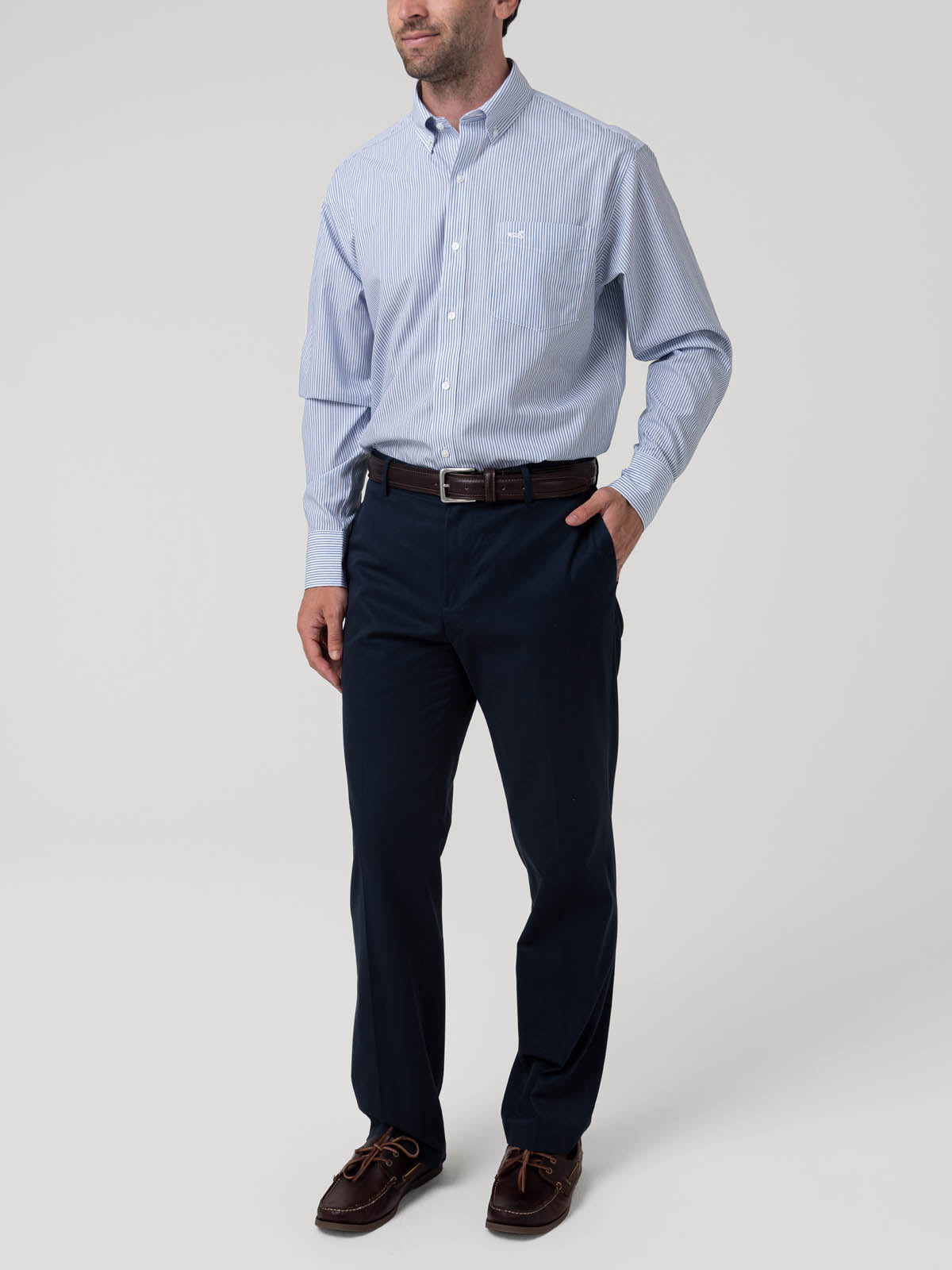 Camisa Algodón Hombre Wf Pb Azul Rayas Rockford