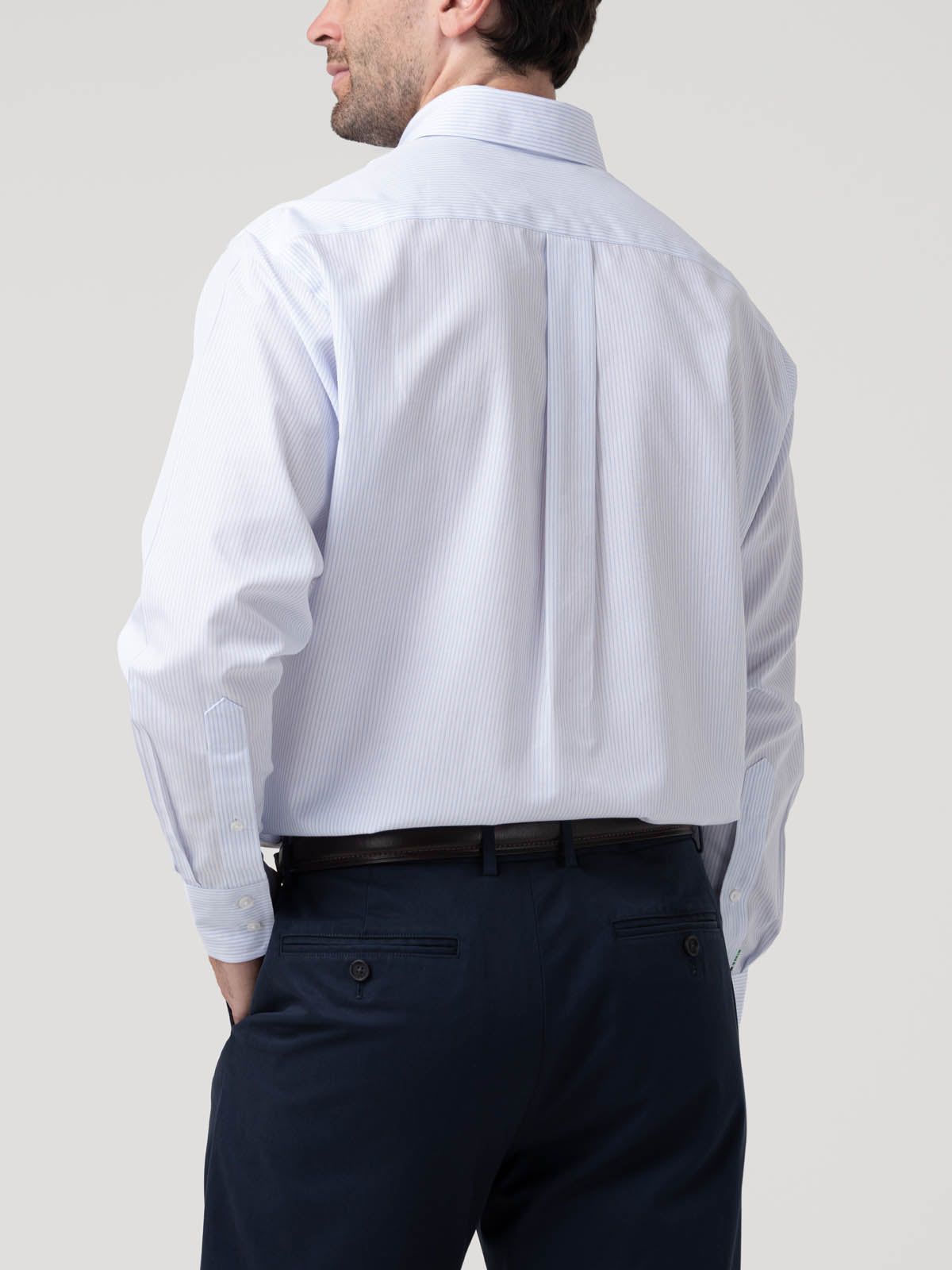 Camisa Algodón Hombre Wf Pb Celeste Rayas Rockford