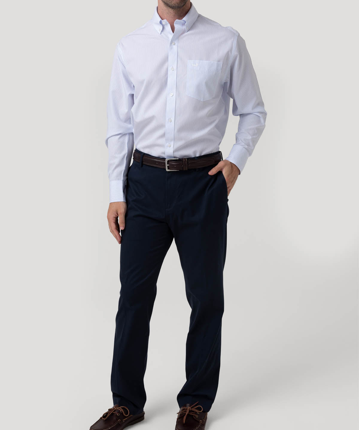 Camisa Algodón Hombre Wf Pb Celeste Rayas Rockford