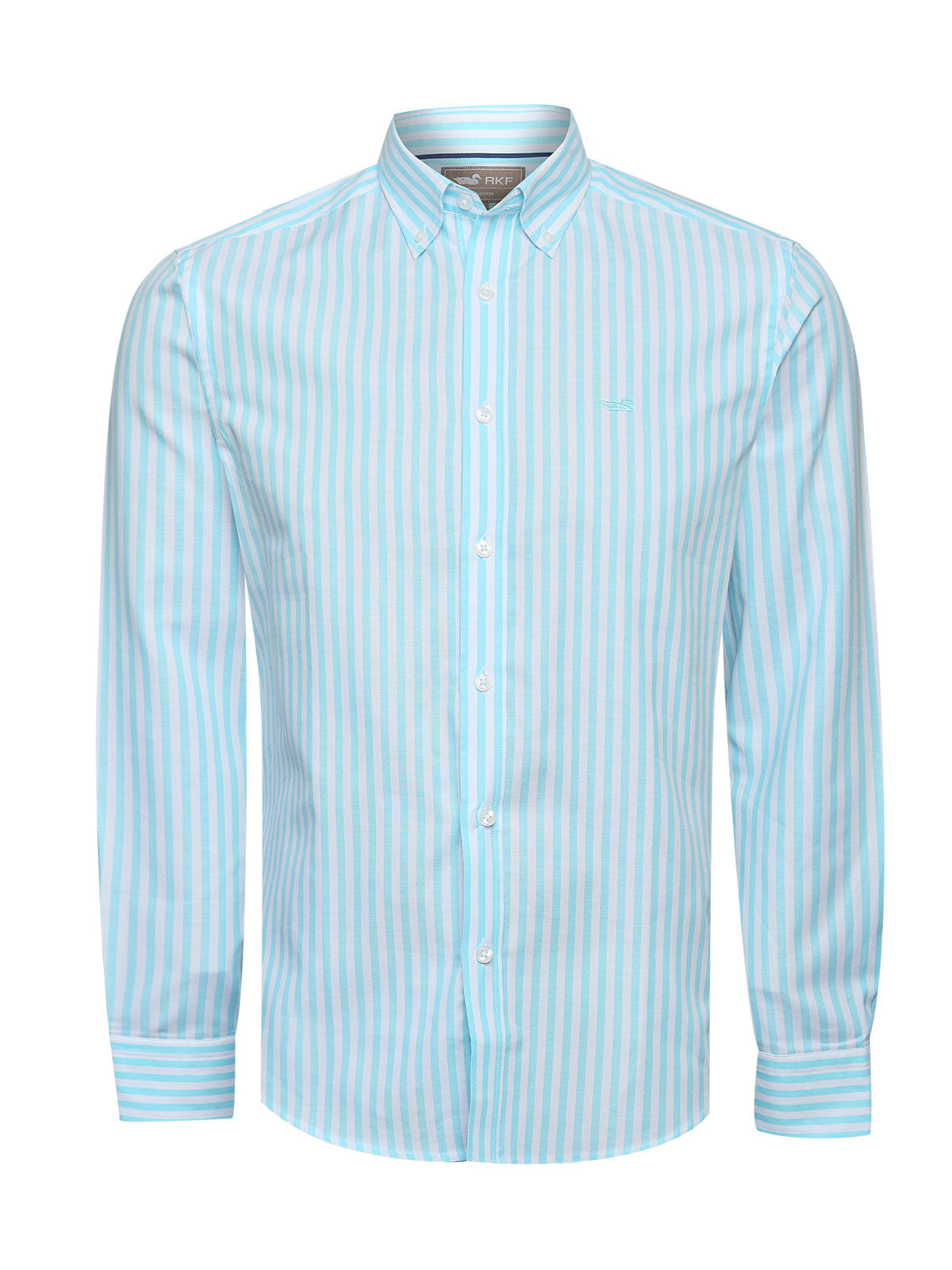 Camisa Algodón Hombre Lain Celeste Rayas Rockford