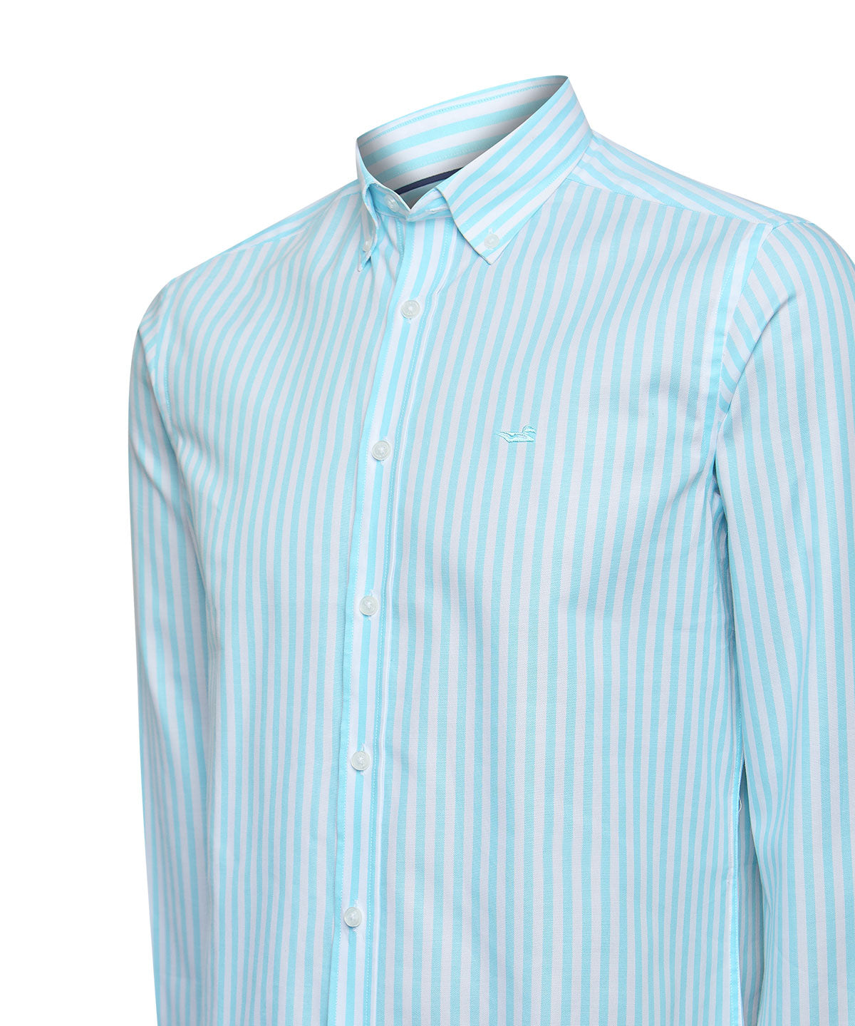 Camisa Algodón Hombre Lain Celeste Rayas Rockford