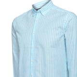 Camisa Algodón Hombre Lain Celeste Rayas Rockford