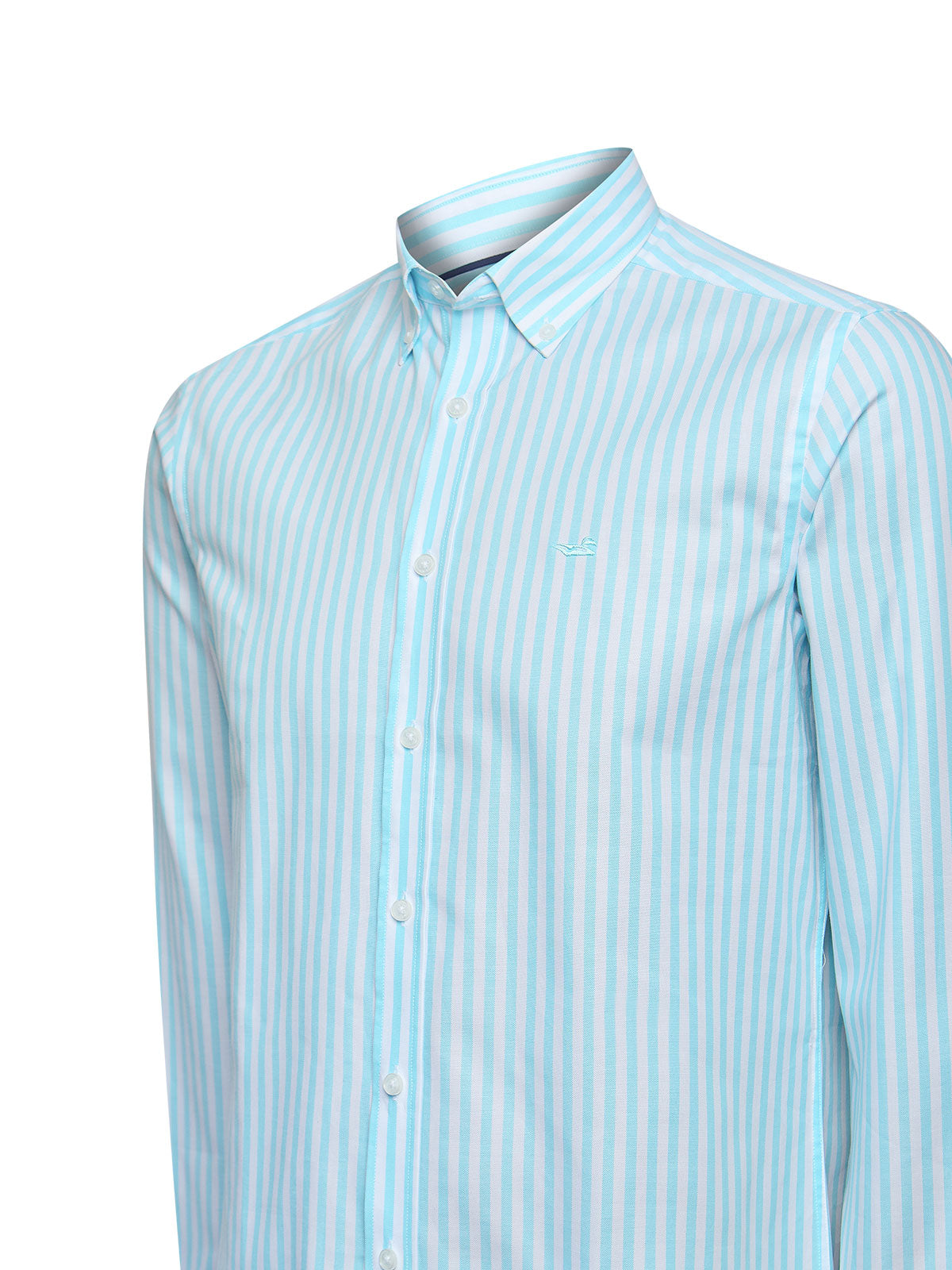 Camisa Algodón Hombre Lain Celeste Rayas Rockford