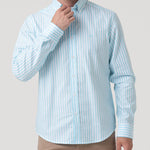 Camisa Algodón Hombre Lain Celeste Rayas Rockford