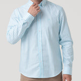 Camisa Algodón Hombre Lain Celeste Rayas Rockford