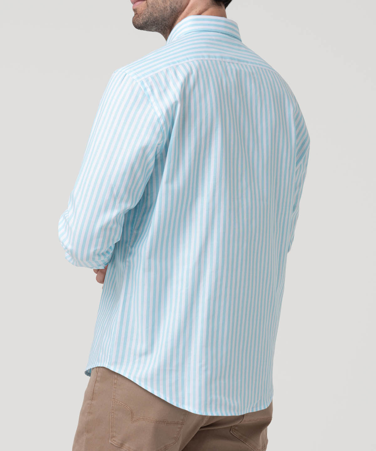 Camisa Algodón Hombre Lain Celeste Rayas Rockford