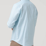 Camisa Algodón Hombre Lain Celeste Rayas Rockford