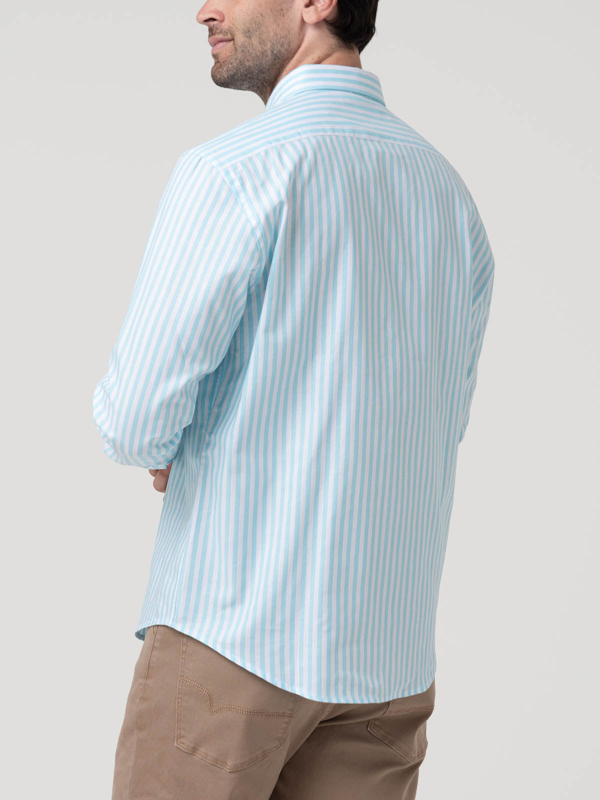 Camisa Algodón Hombre Lain Celeste Rayas Rockford