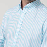 Camisa Algodón Hombre Lain Celeste Rayas Rockford