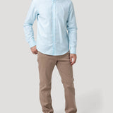 Camisa Algodón Hombre Lain Celeste Rayas Rockford