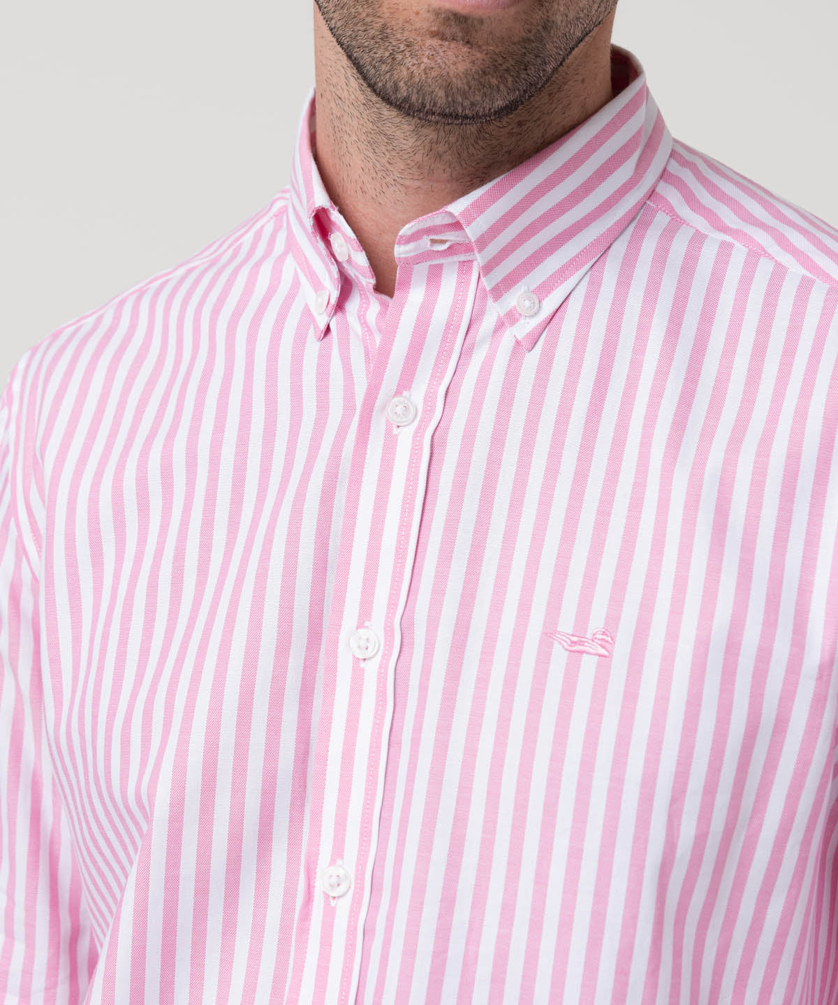 Camisa Algodón Hombre Lain Rosado Rayas Rockford