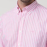 Camisa Algodón Hombre Lain Rosado Rayas Rockford
