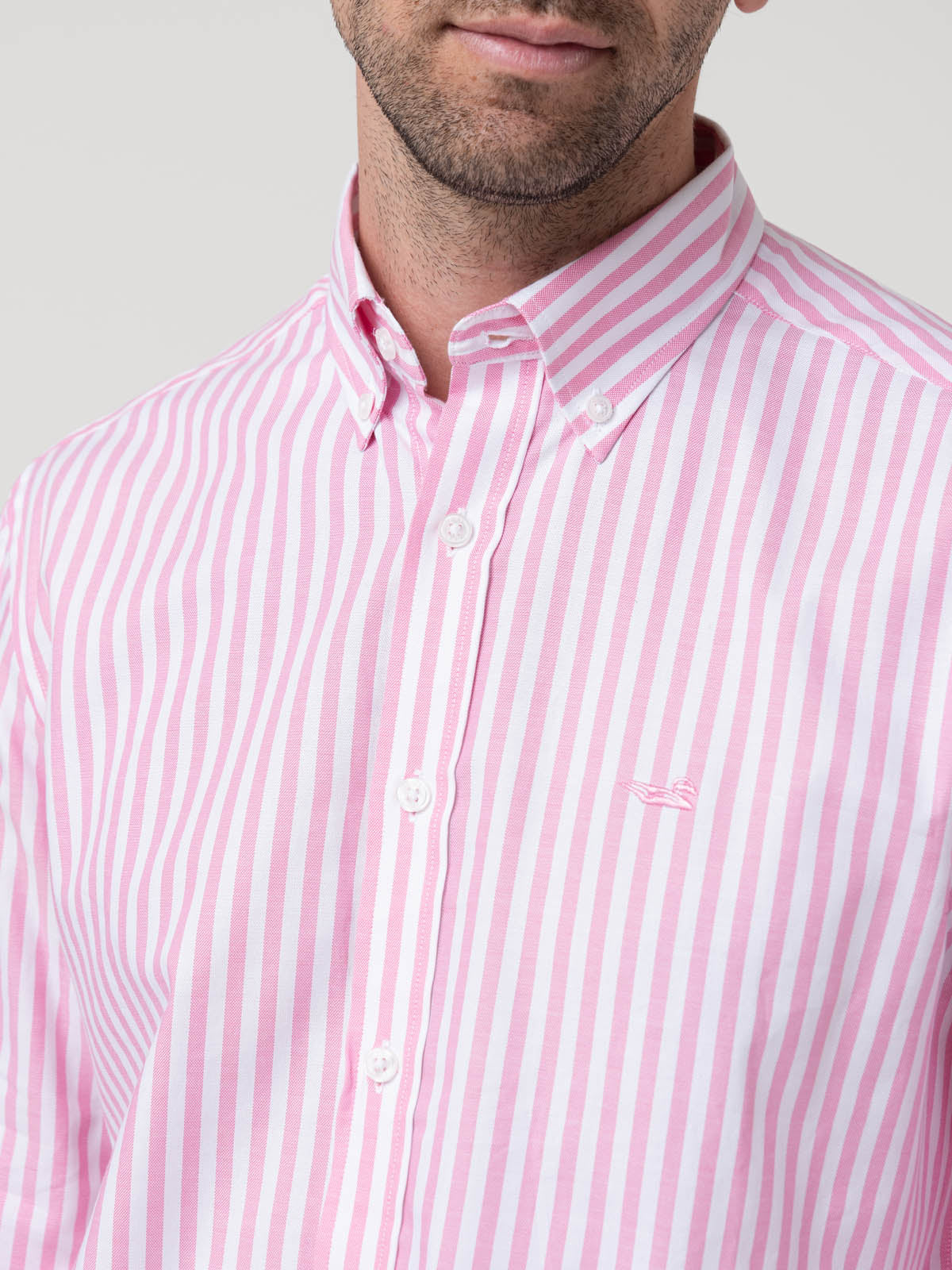 Camisa Algodón Hombre Lain Rosado Rayas Rockford