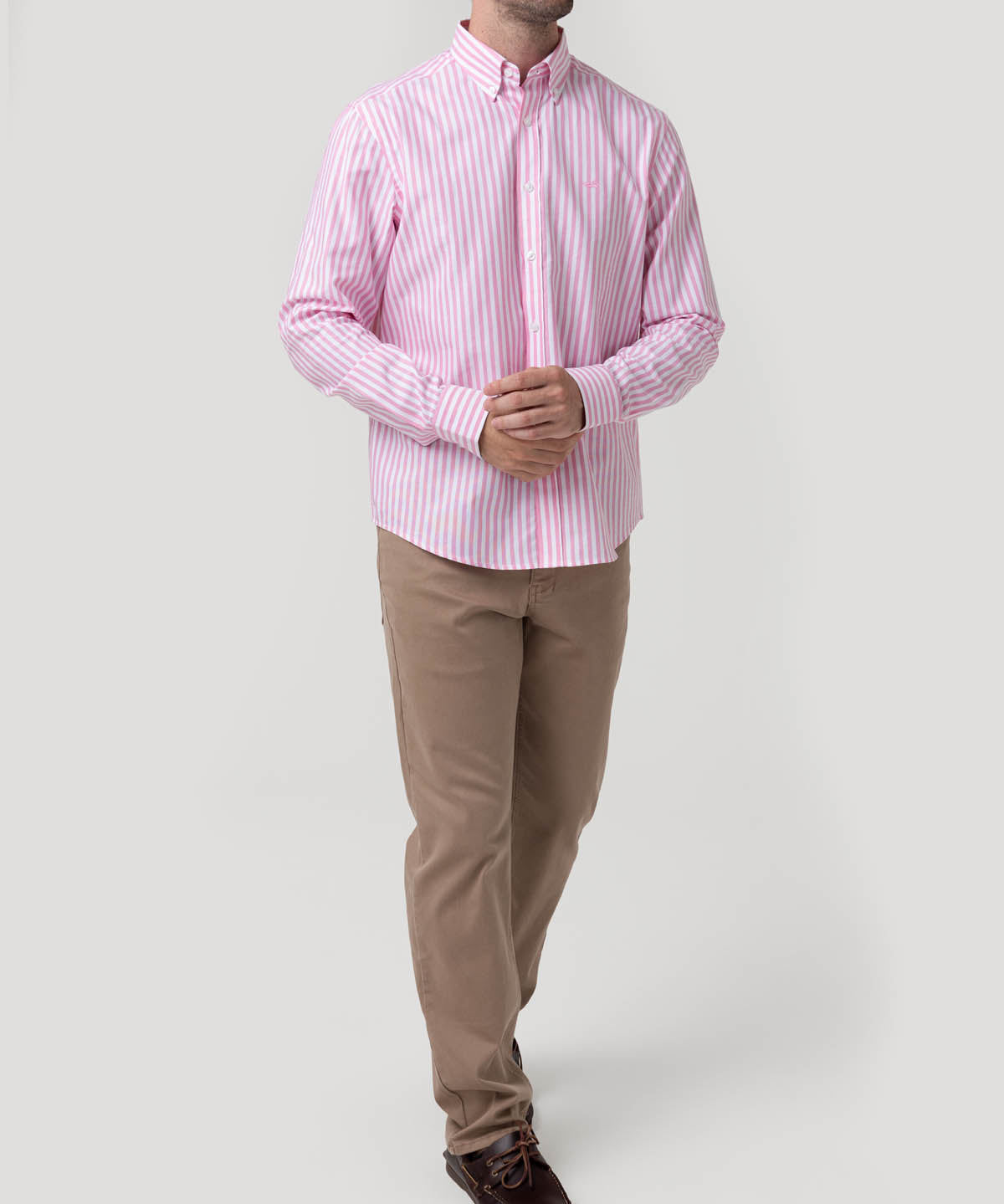 Camisa Algodón Hombre Lain Rosado Rayas Rockford