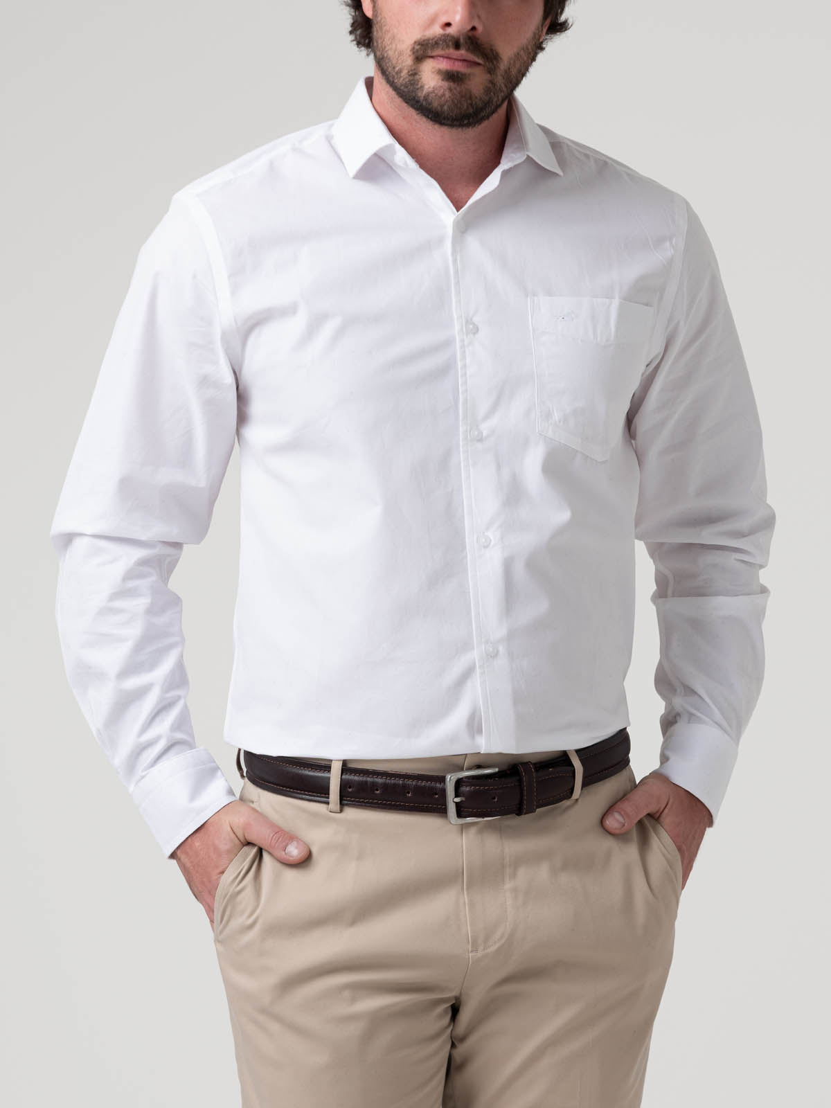 Camisa Algodón Hombre Easysolid Blanco Rockford
