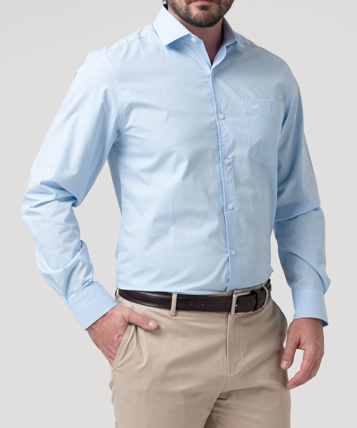 Camisa Algodón Hombre Easysolid Azul Rockford