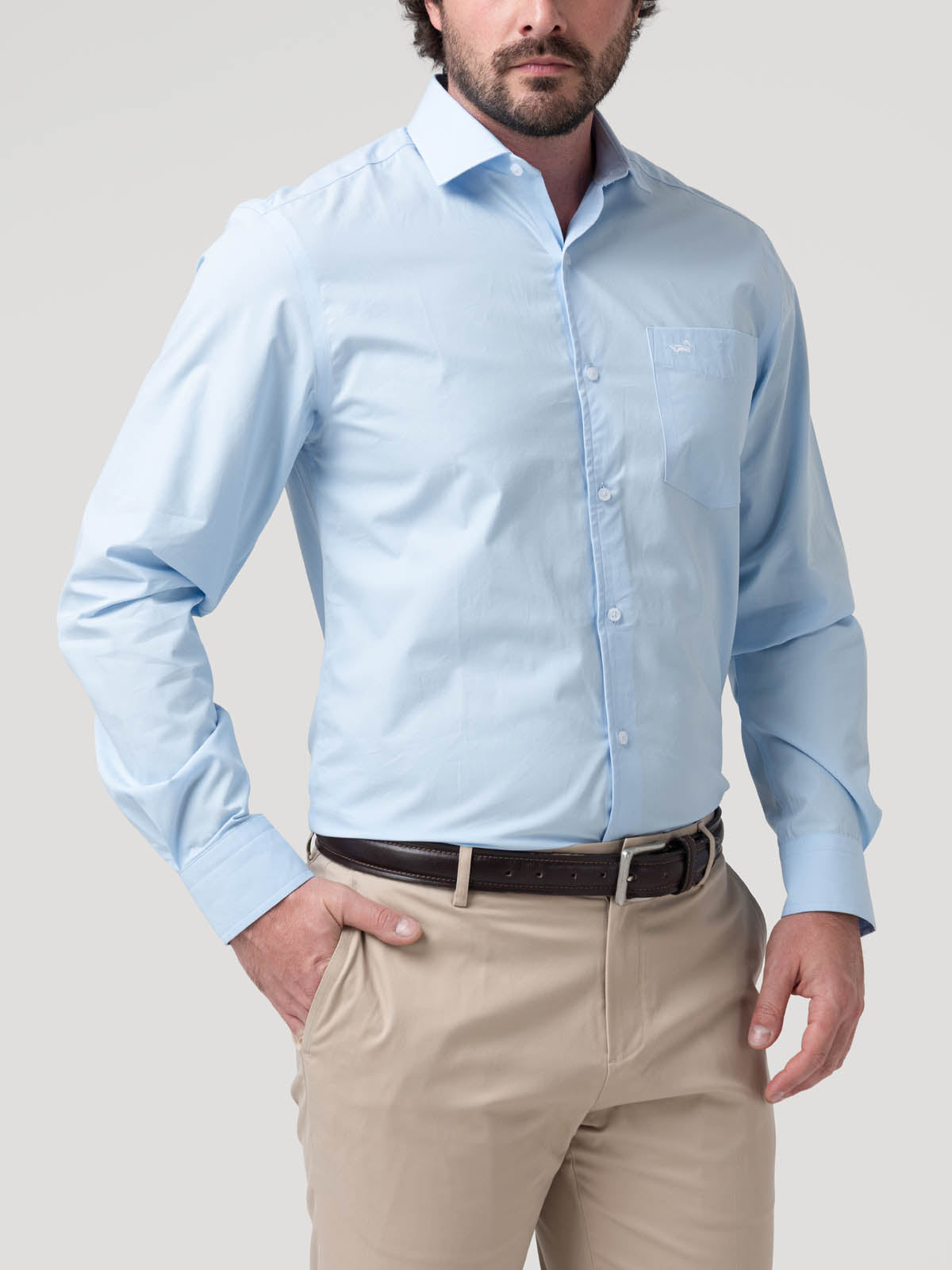 Camisa Algodón Hombre Easysolid Azul Rockford
