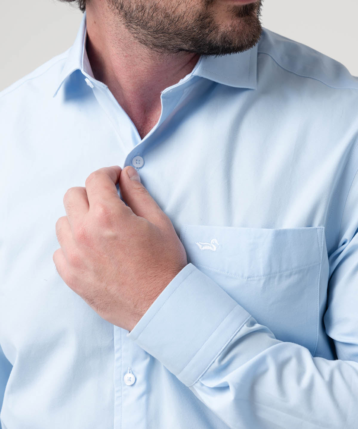 Camisa Algodón Hombre Easysolid Azul Rockford