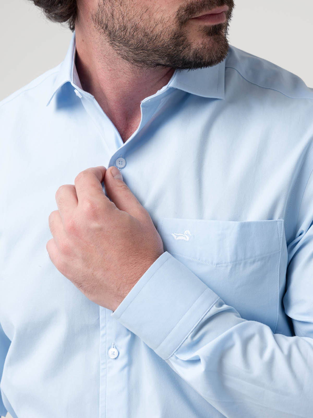 Camisa Algodón Hombre Easysolid Azul Rockford
