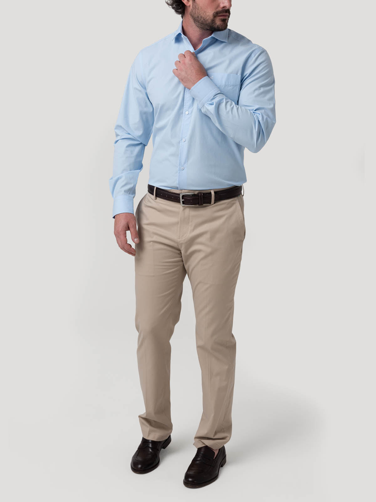Camisa Algodón Hombre Easysolid Azul Rockford
