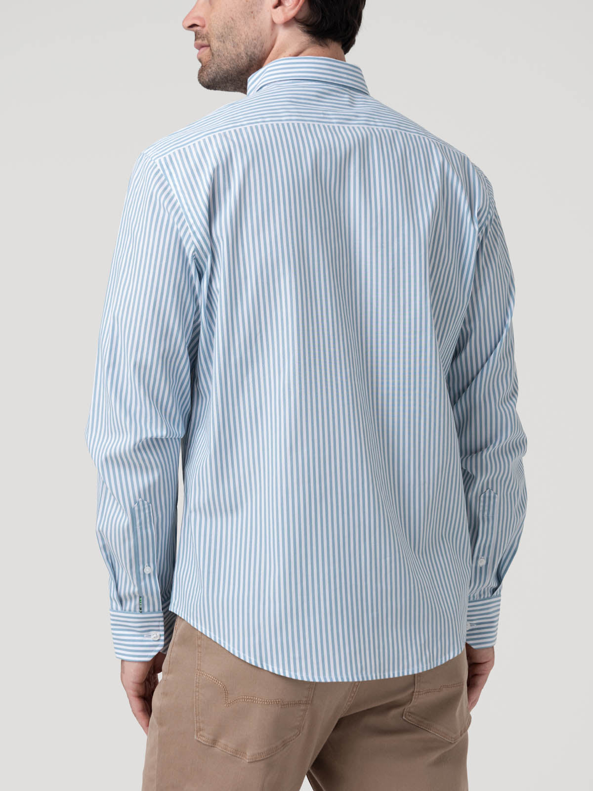 Camisa Algodón Hombre Windsor Celeste Rayas Rockford