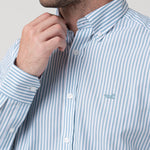 Camisa Algodón Hombre Windsor Celeste Rayas Rockford