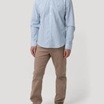 Camisa Algodón Hombre Windsor Celeste Rayas Rockford