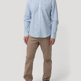 Camisa Algodón Hombre Windsor Celeste Rayas Rockford