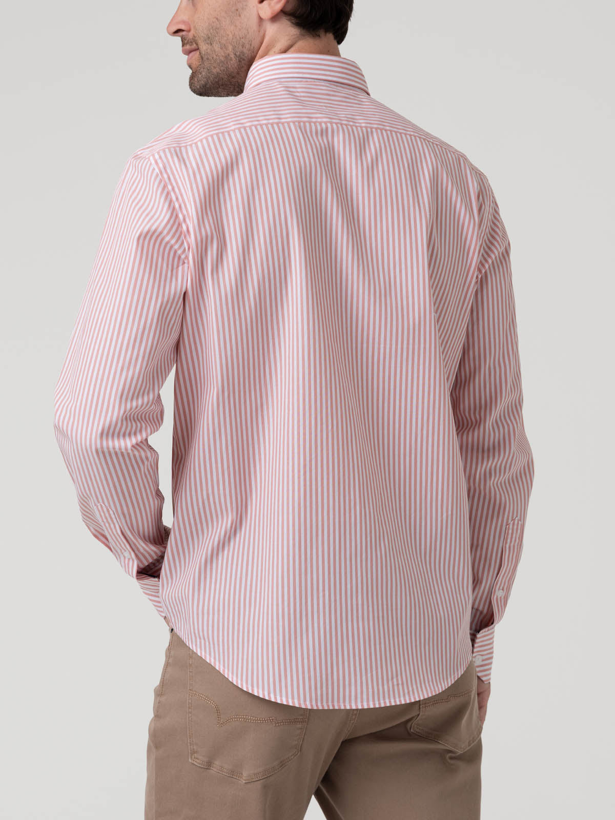 Camisa Algodón Hombre Windsor Rosado Rayas Rockford