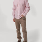 Camisa Algodón Hombre Windsor Rosado Rayas Rockford