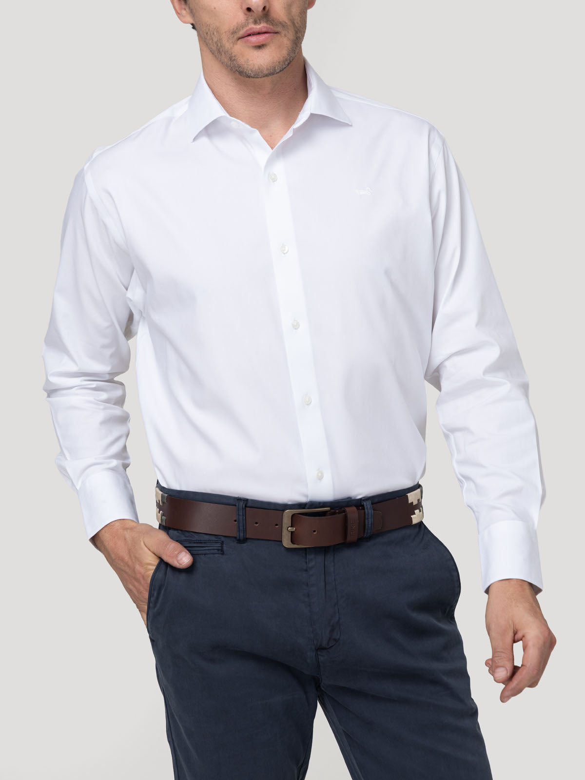 Camisa Cuello Italiano Hombre Wor Travel Blanco Rockford